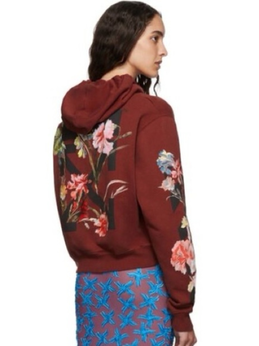NWOT Off-White Flowers Carryover Cropped Hoodie
